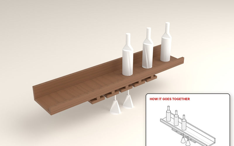 Wine Bottle and Glass Shelf [4/4 · 4ft · 5-Pack]