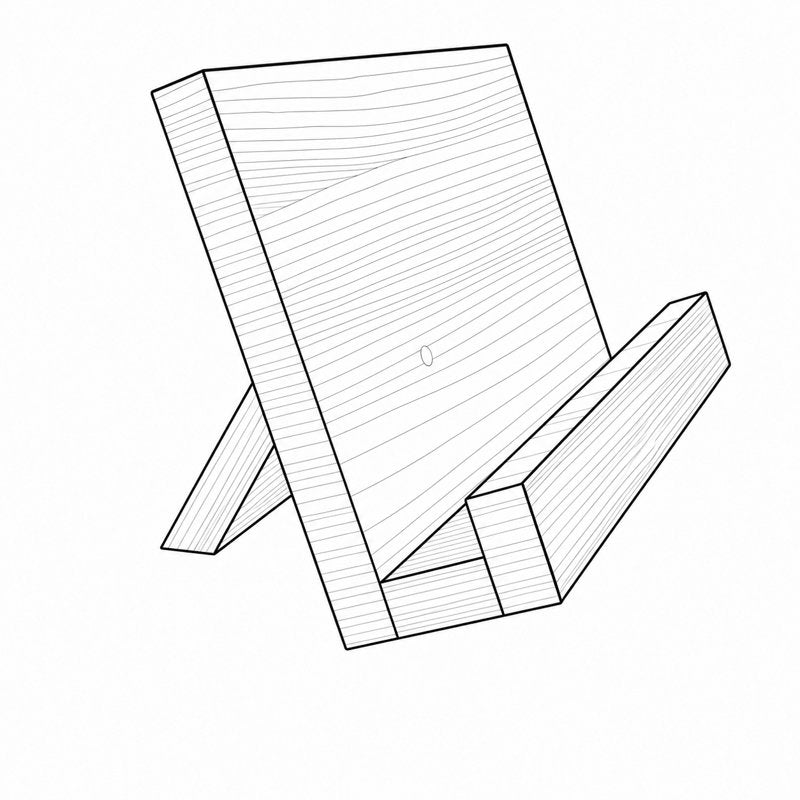Tablet / Cookbook Stand sketch — angled back panel with base ledge and side cleats