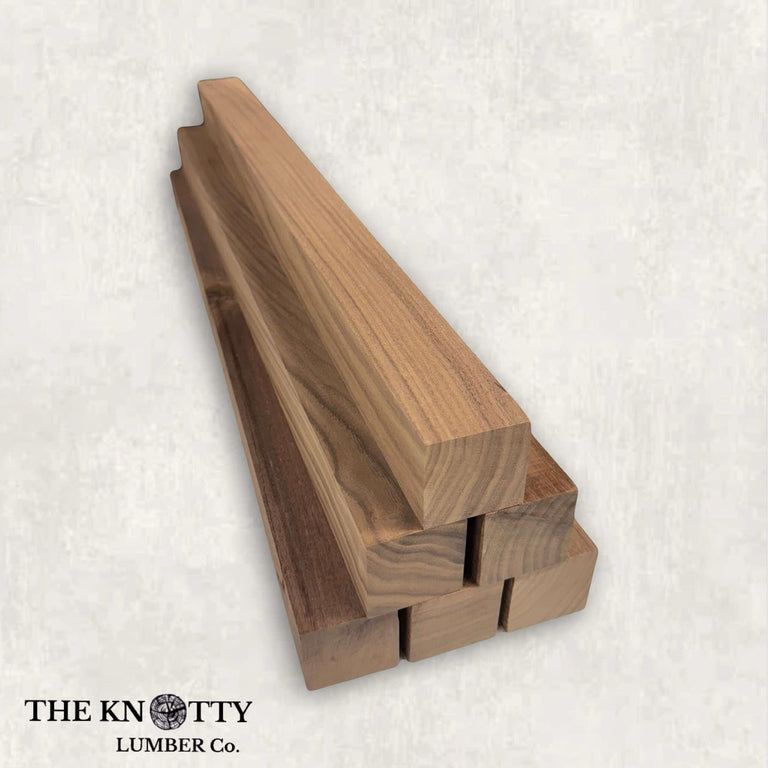 Stack of Black Walnut cutting board strips with varying wood grain patterns, prepared and ready for lathe work.