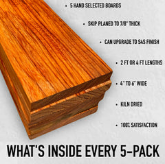 Red Zebrawood (Ebiara) 4/4 Lumber | 5-Pack, Free Shipping