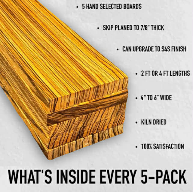 Zebrawood 4/4 - 5 Pack