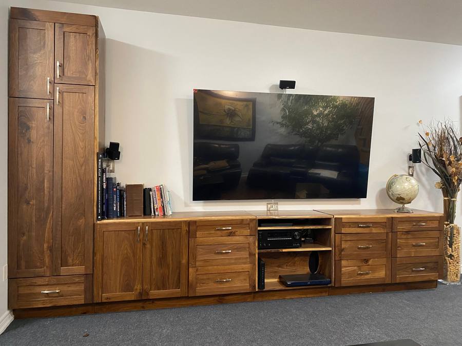 Walnut media wall