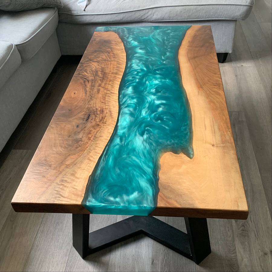 Teal river coffee table