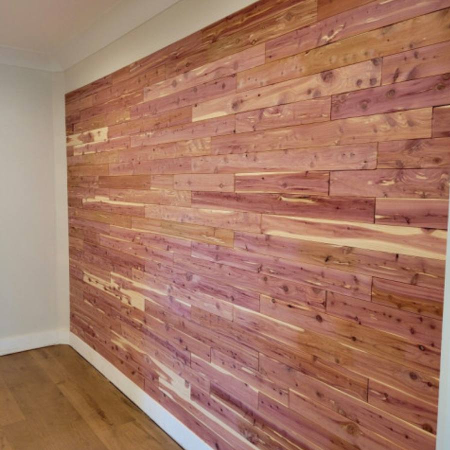 Cedar feature wall